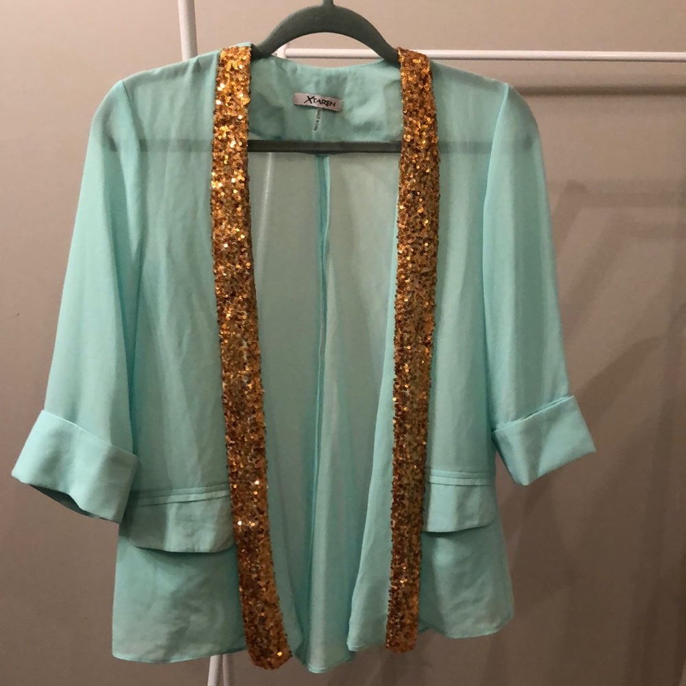 mint sequin blazer - Picture 1 of 5